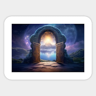 Door Gate Otherworldly Dimension Fantastic Landscape Surrealist Sticker